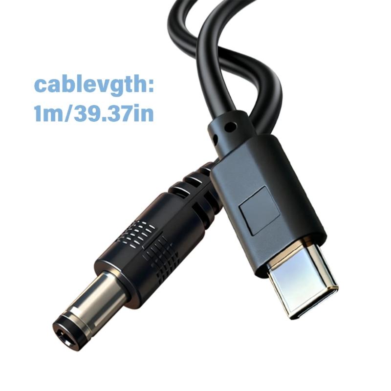 5.5x2.5mm Round End Power Cable with USB C Input, Center Positive Cord for Compatible Equipment, 1 Meter Length