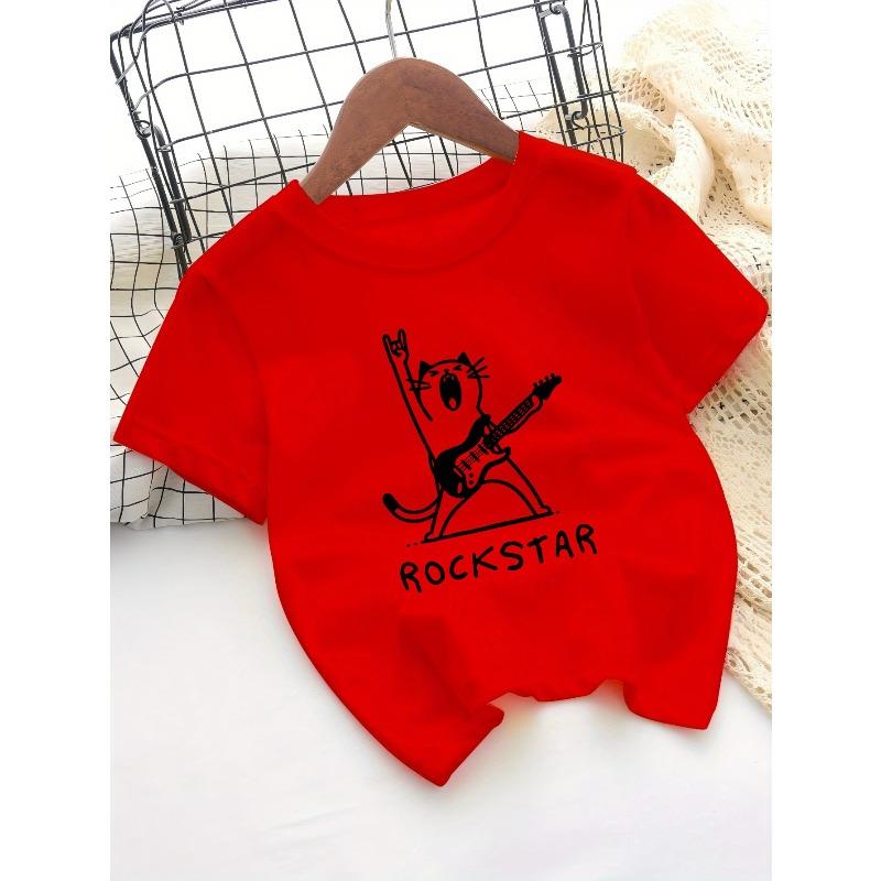 European sizes Girls' Round Neck T-Shirt, a Casual And Stylish Print Top