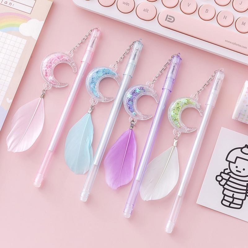 15Pcs Moon Pendant Neutral Pen Plastic Smooth Writing No Ink Leakage Portable for Students Teachers Office Creative Cartoon School Student Supplies