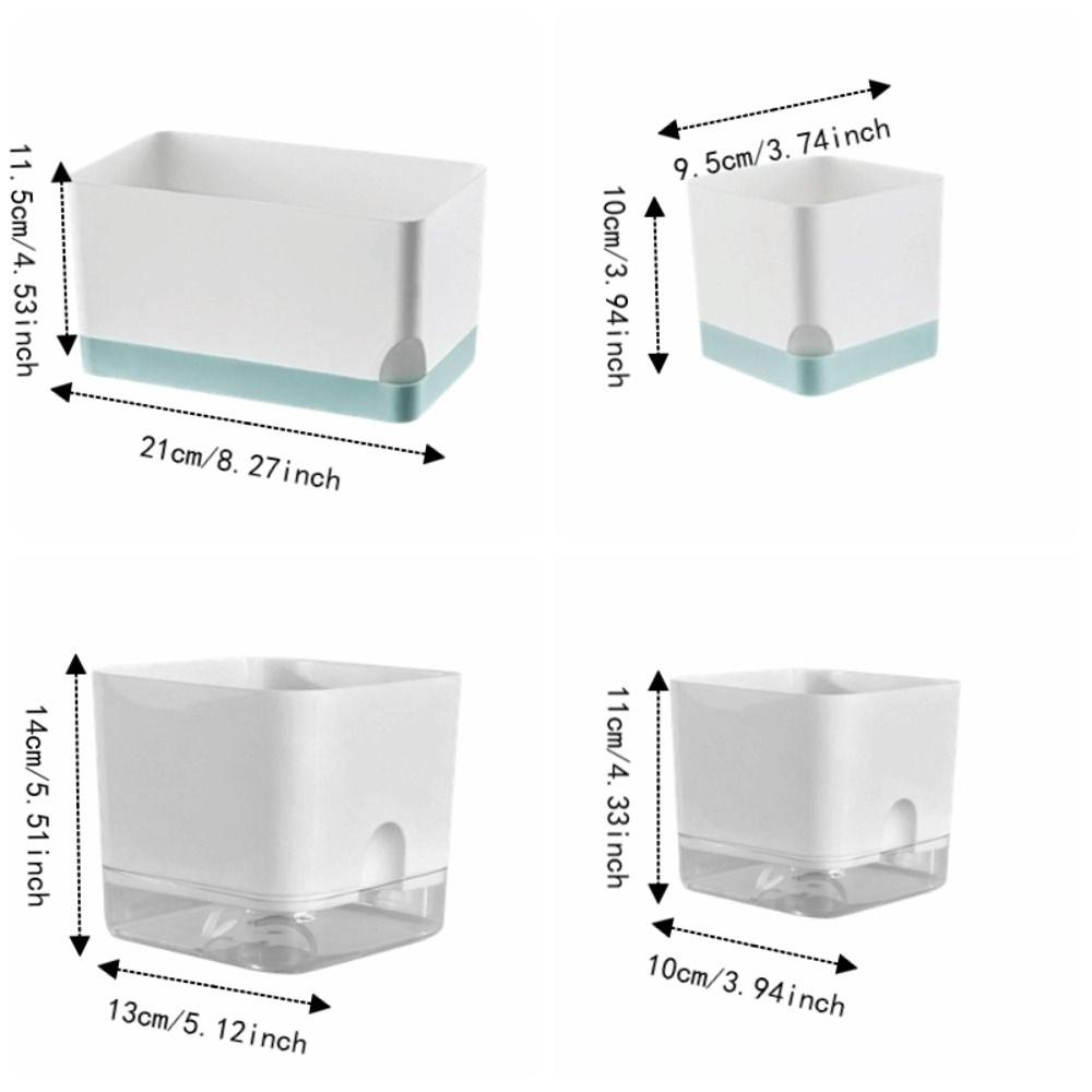 Square Shape Self Watering Plant Pots 2-Layer Design Drainage Hole Flower Planters Plastic Patchwork Lazy Flowerpot Indoor