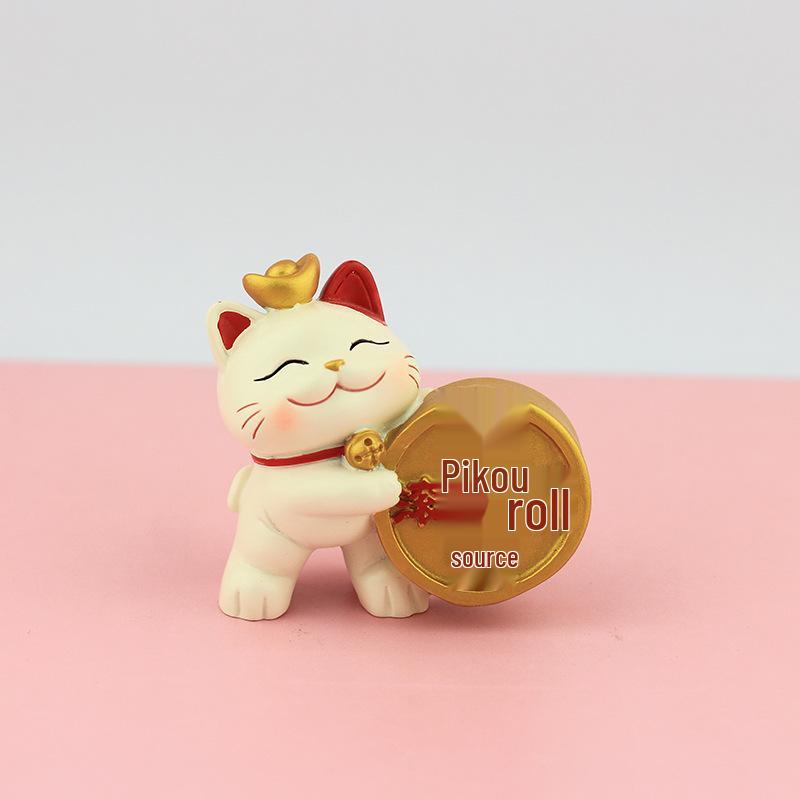 Lucky Cat Resin Craft - Cute Desktop Ornament & Home Decoration