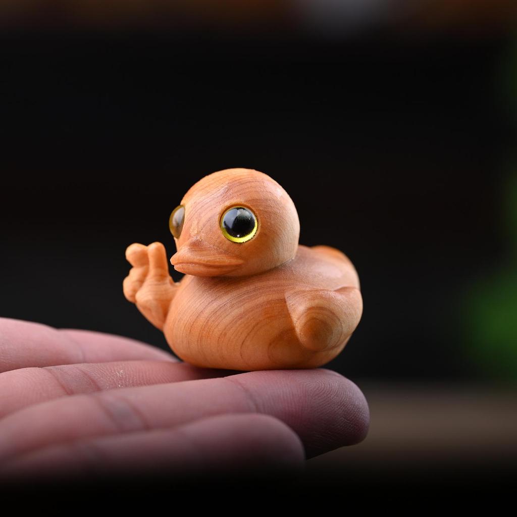 Hand-Carved Middle Finger Yellow Duck Desktop Ornament