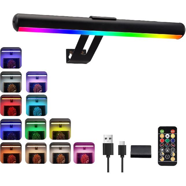 Picture Light 1 Pack, Battery Operated Picture Light with Remote, Rechargeable Picture Frame Light, 32 LED, 16 Color Changing, Art Light for