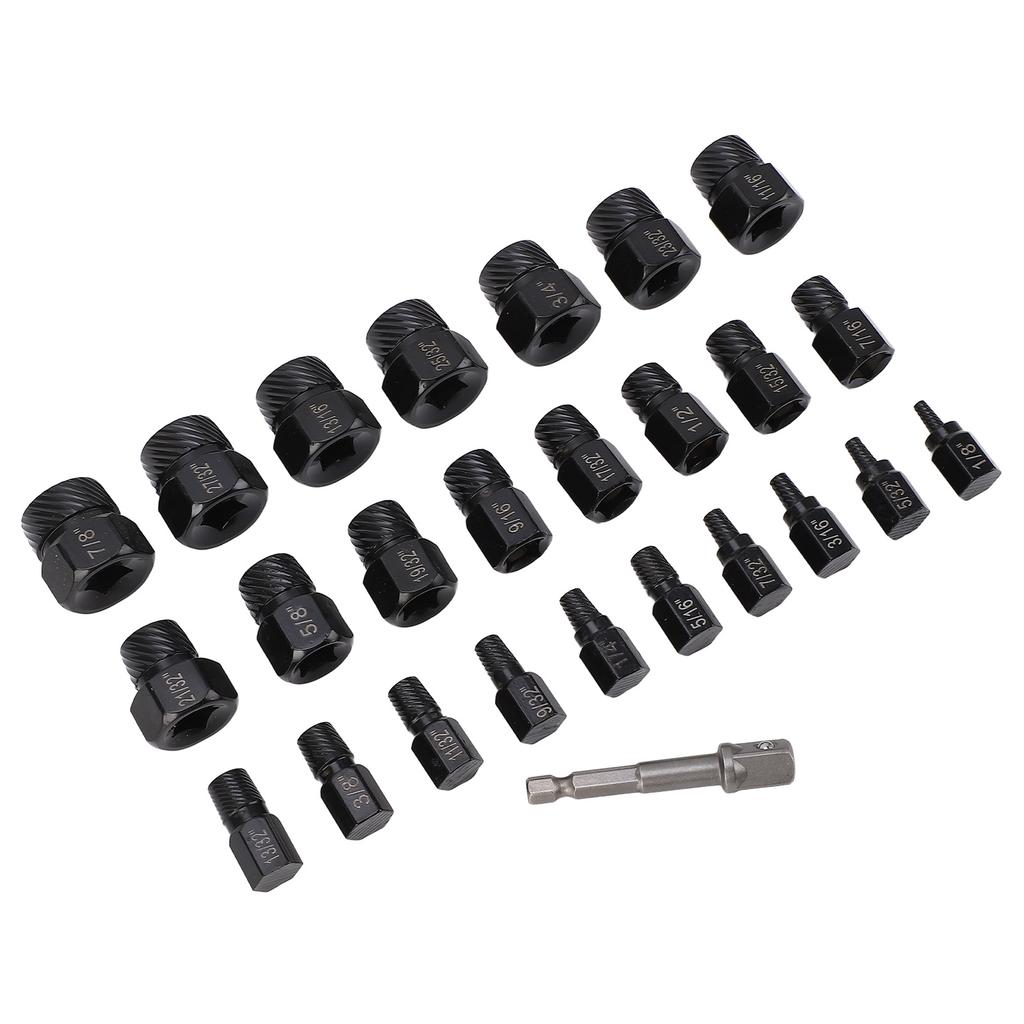 26Pcs Screw Extractor Set Multi Spline Guide Remover Tool for Rust Damaged Studs Bolts
