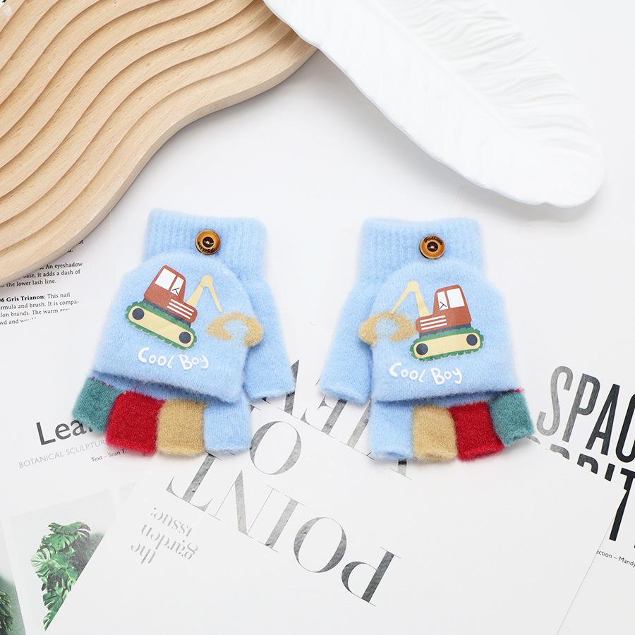 Kids' Winter Fingerless Flip-Top Writing Gloves – Warm Half-Finger Gloves for Boys & Girls