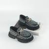 2025 Unisex Rhinestone Loafers: Korean-Style Leather Shoes for Kids