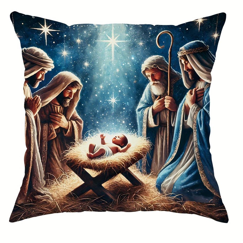 

Christmas Nativity Scene Pillowcases: Believe, Choose Joy for a Festive Touch Sofa room cushion cover home decoration gift 16x16Inch