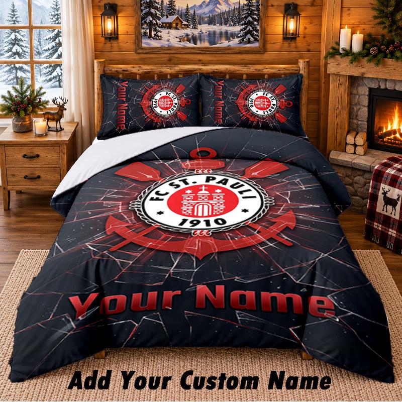 FC St. Sada ložního prádla Pauli Pattern 3dílná Sada s vlastním jménem, Prostěradlo a povlaky na polštáře Pro domácí ložnici