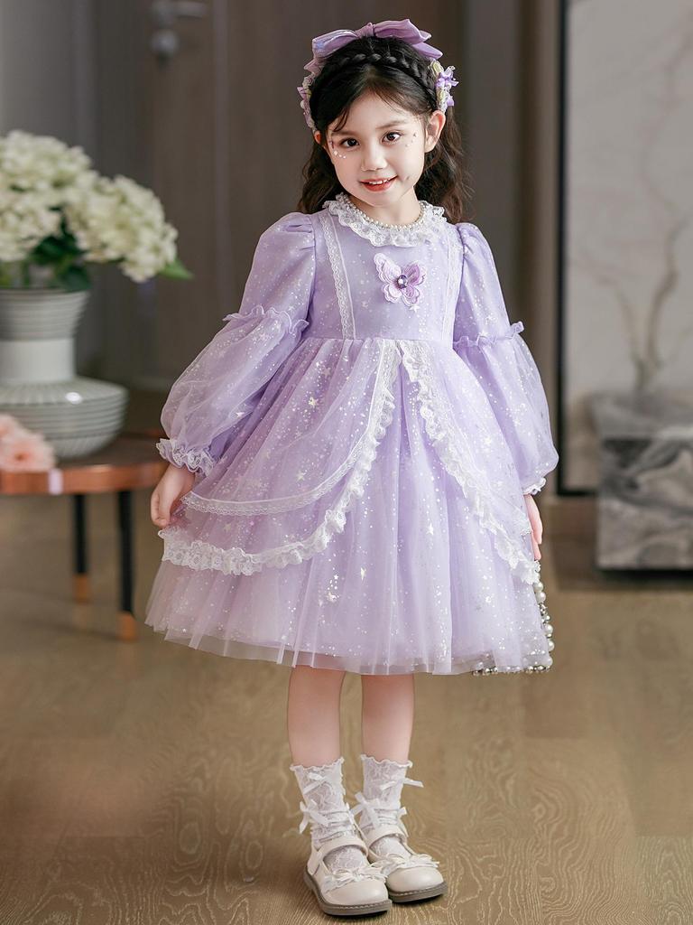 Girls' Lolita Tulle Cake Dress - Autumn/Spring Fashion for Little Girls