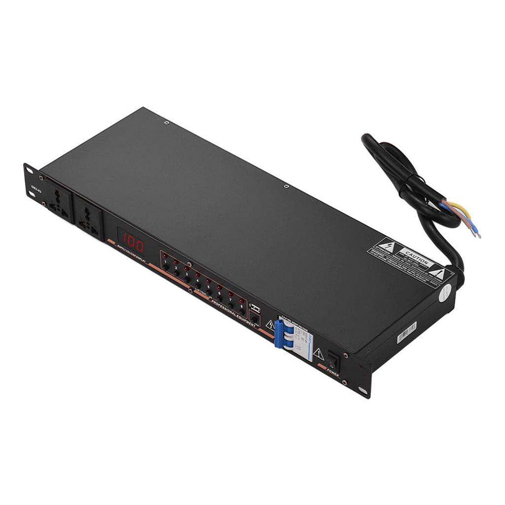 DB2 02 10 Outlet Rack Mount Power Sequence Controller Conditioner Surge Protector Power Supply Regulator with LED