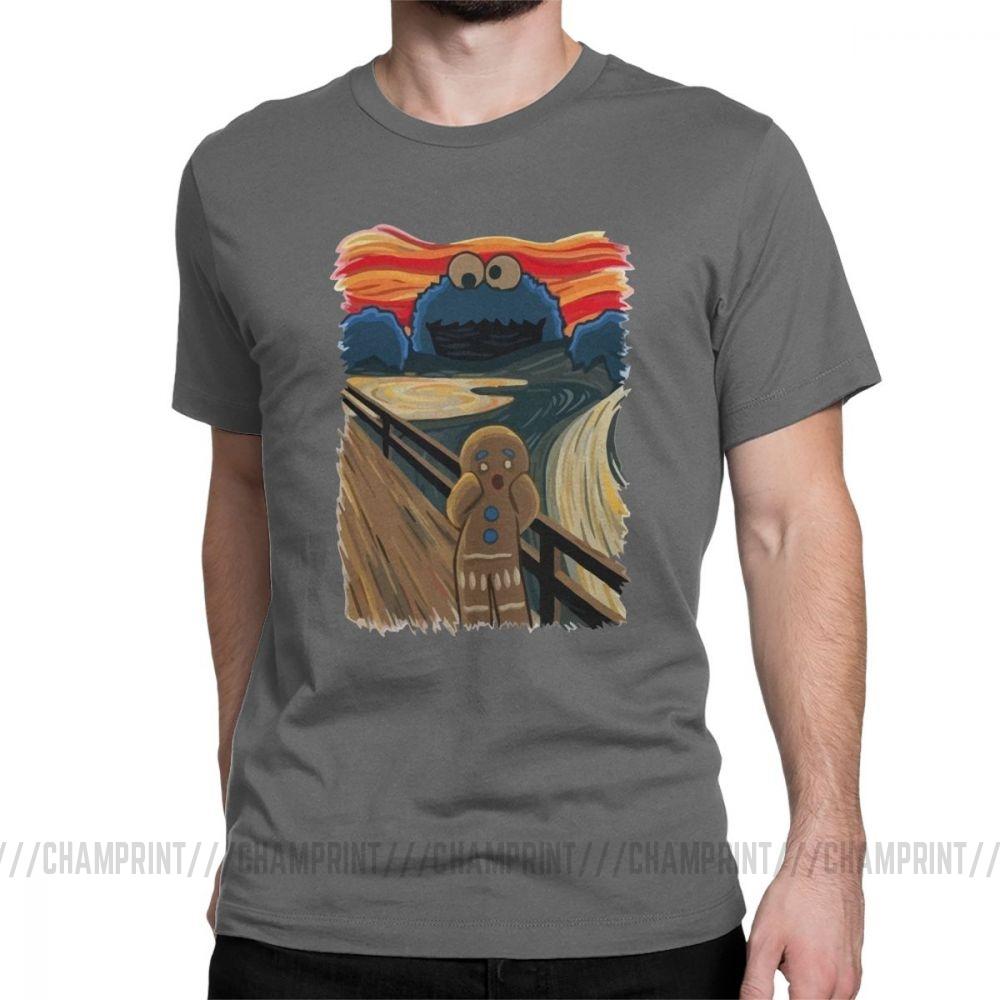 Famous Painting Harajuku Clothing Shouting Screaming Gingerbread Men S T Shirts Sesame Street Tee Shirt Cookie