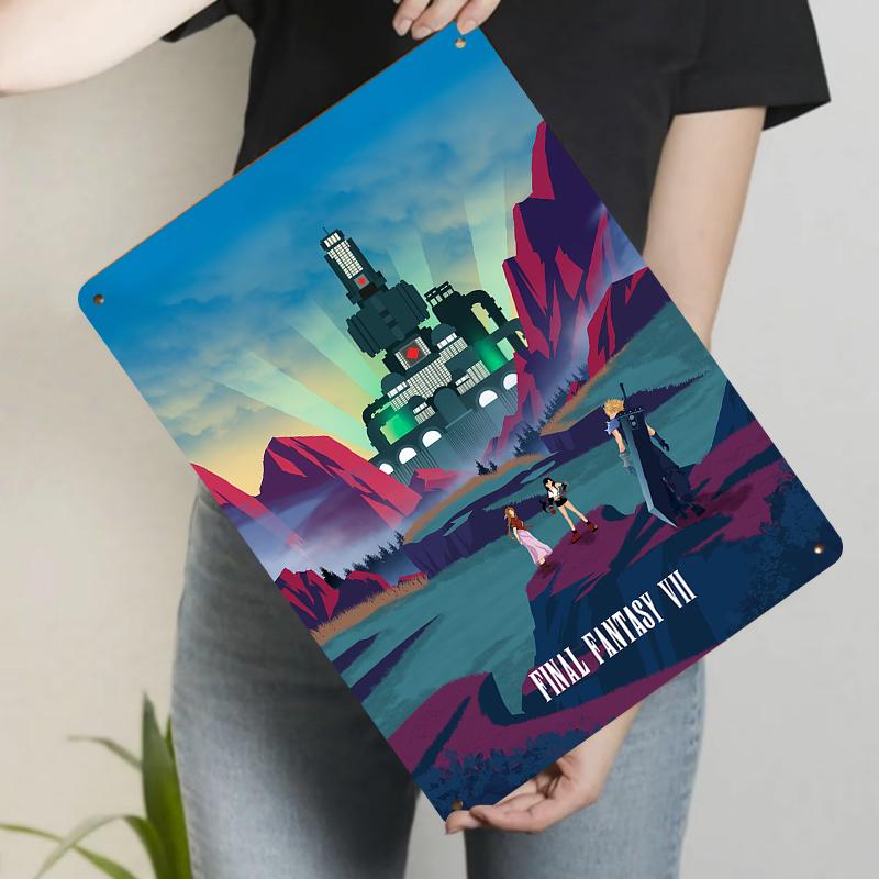 

Final Fantasy VII Poster Metal Wall Art Gaming Decor Cloud Tifa Aerith Fan Gift for Bedroom Living Room 20x30cm（7.8x11.8inch）