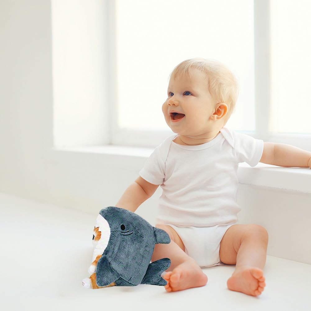 Kuschelhaie Katze Plüschtier 20cm (8 Zoll) Süßes frittiertes Garnelenhai-Katzen-Stofftier, Kawaii-Kissen, Geburtstagsgeschenk für Jungen und Mädchen (blau)