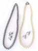 and Me Jewelry Faux Pearl Necklace and Earrings Set Black and White Made in Japan [You Box] - 2-Piece Set, 7.0mm Pearls, 42cm,