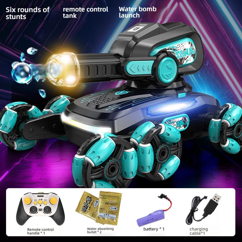 Eight-Wheel Stunt Remote Control Tank Car, Can Launch Water Bombs, Climbing Off-Road Gesture Sensing Toy Car