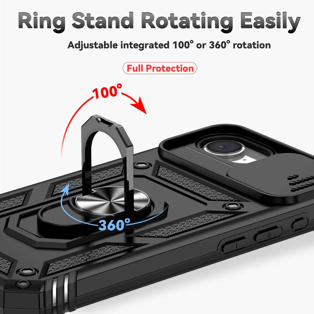 For iphone 16e Case Military Grade Bumpers Ring Cover For iphone 16e 16e iphone16e 2025 Slide Camera Lens Protector Armor Case
