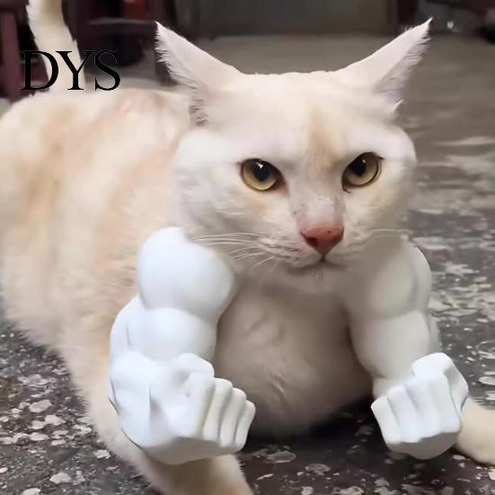 Pet Superhero Costume Props Funny Cat Muscle Arms, Hilarious 3D Printed Muscular Lightweight Halloween Shoulder Attachment for Feline Cosplay