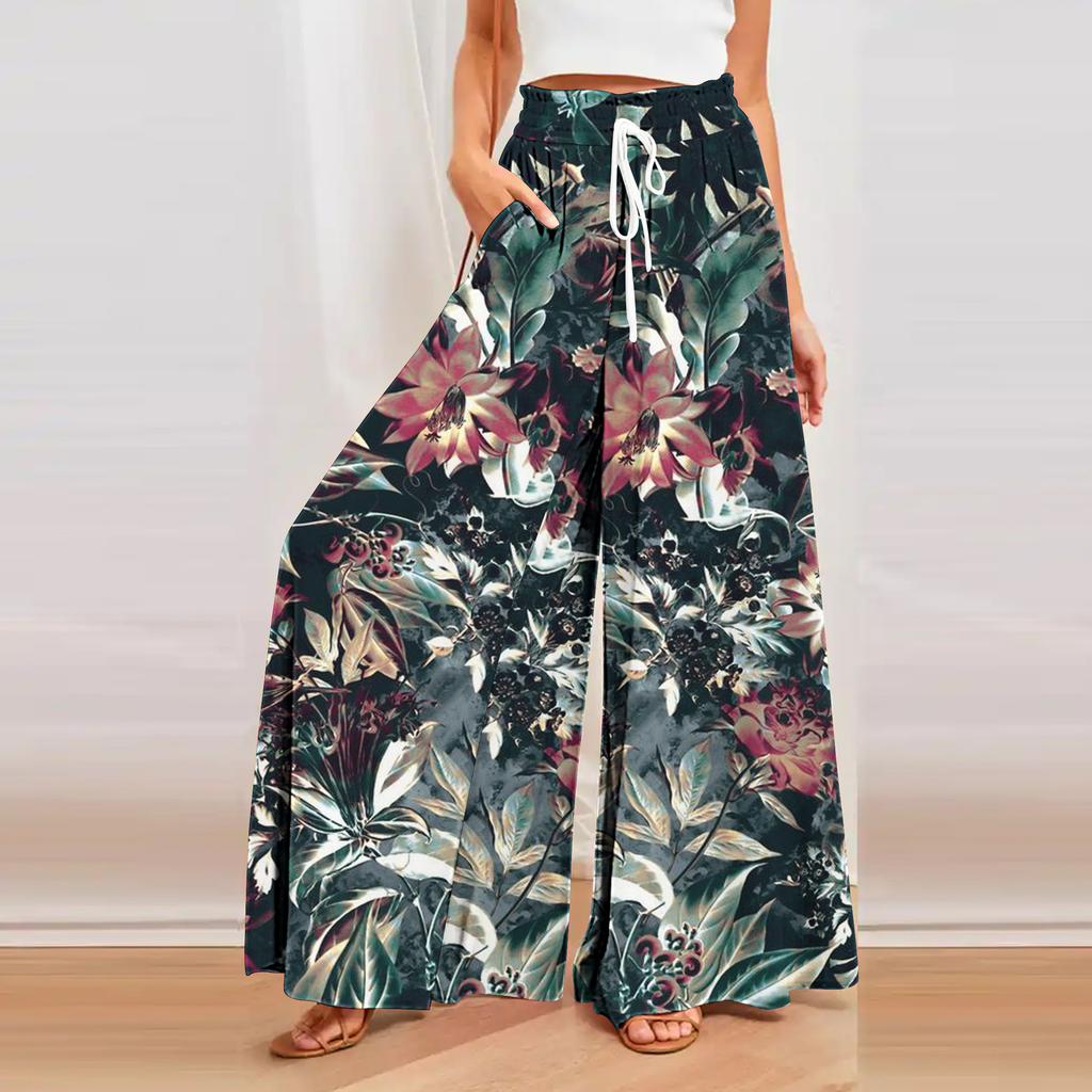 Women's Casual Pants Loose and Thin Wrinkled Wide-leg Trousers