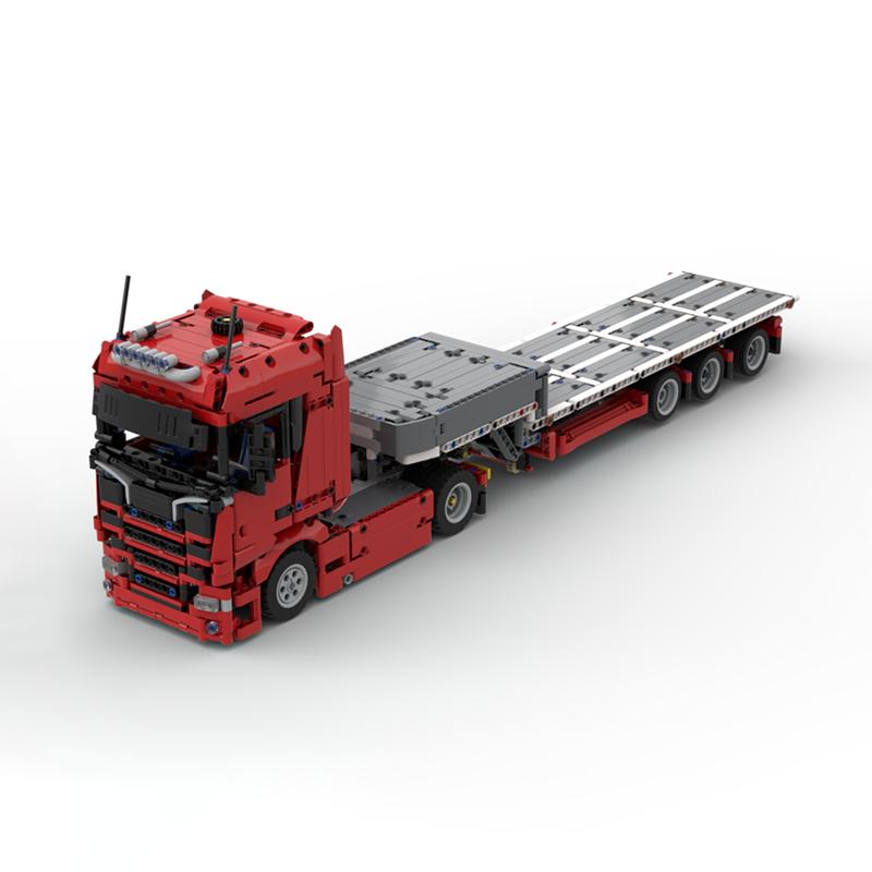 1620PCS MOC Technology Heavy Truck Steering Trailer Model DIY Creative Assembly Building Blocks Display Birthday Gift Home Set