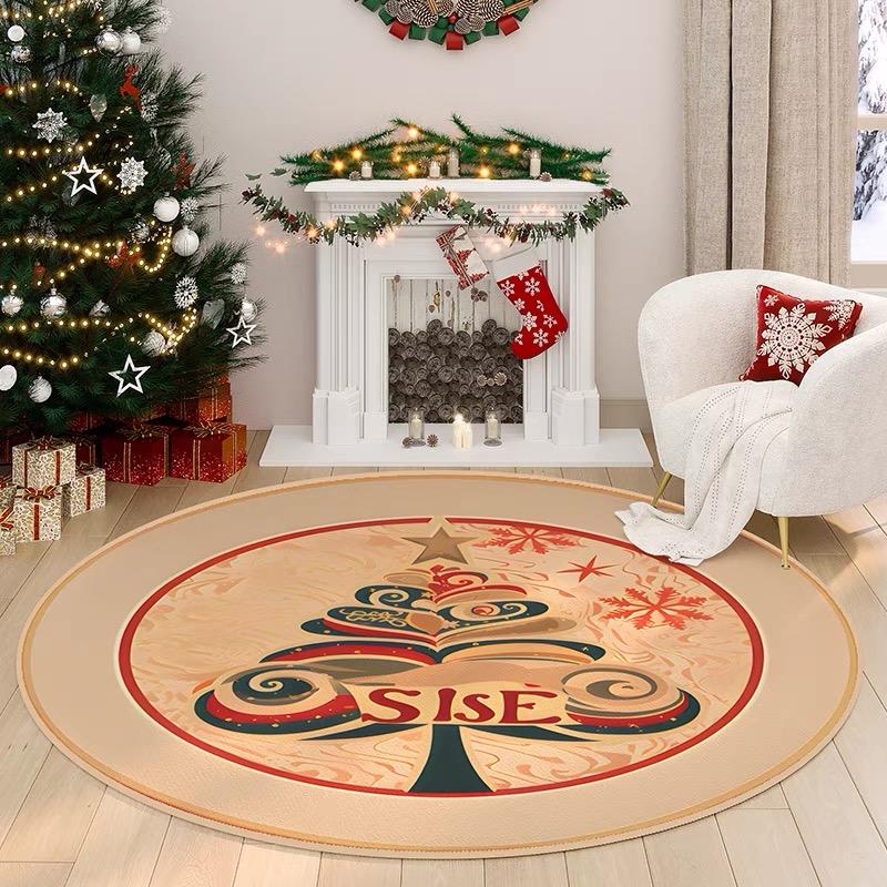Christmas Themed Carpet Round Living Room Bedroom Non-Slip Decorative Mat Rectangular Entrance Can Be Tailored Floor Mat
