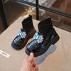 Rhinestone Girls Shoes Children's Leather Boots Autumn Winter Baby Fashion Anti-Slippery Rubber Sole Footwear Zapatos De Niña