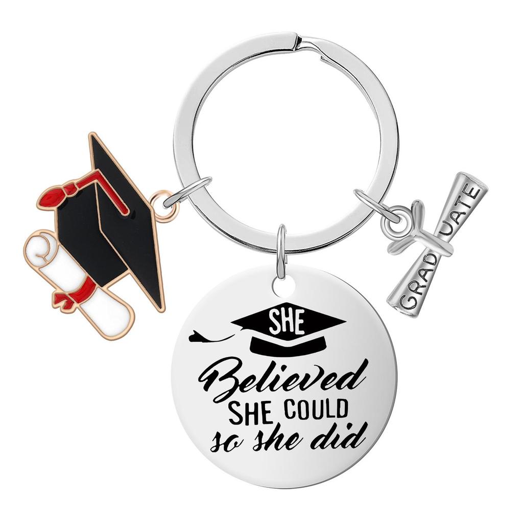 Stainless Steel Inspirational Graduation Keychain for Classmates and Teachers