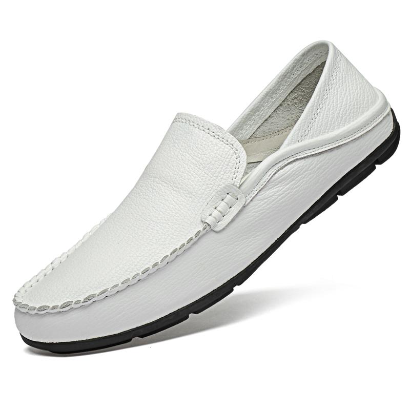 Modne miękkie dno męskie buty casualowe luksusowe marki męskie zestaw stóp mokasyny oryginalne skórzane mokasyny oddychające wsuwane buty do jazdy samochodem