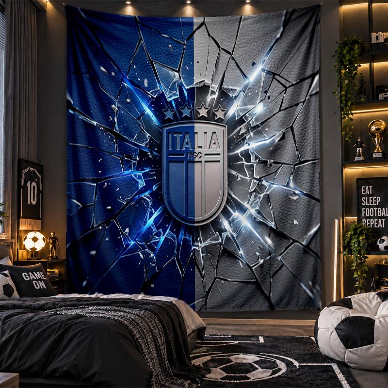 Wall Hanging Tapestry Italy Football Print Cloth for Living Room Bedroom Home Decor