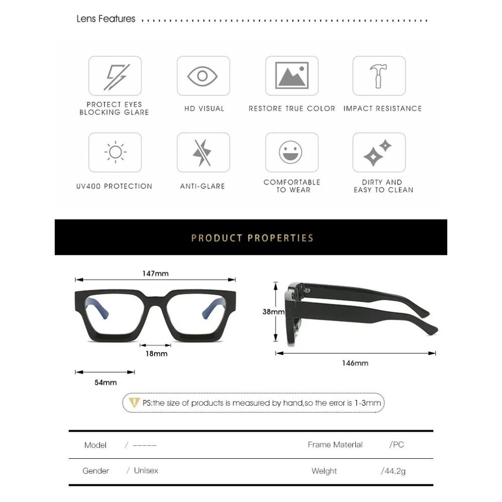 Yellow Square Glasses Women Fashion Oversized Clear Lens Eyeglasses Female Vintage Big Frame Computer Goggles Eyewear Spectacle