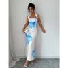 Summer Women's New Style Halterneck Backless Long Skirt Hip-covering Printed Dress