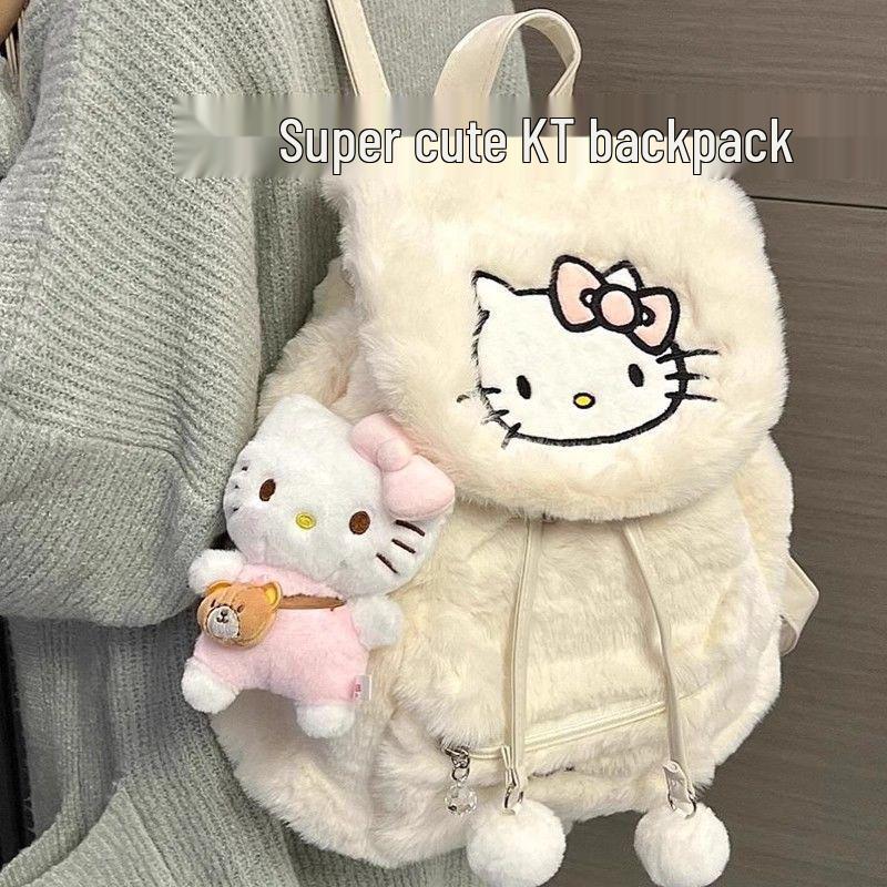 Плюшевый рюкзак-кошка Hello Kitty 2025 для женщин Premium Rabbit Fur