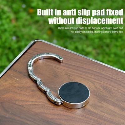 Foldable Bag Hook for Table Portable Desk Edge Hook Stainless Steel Purse Hanger Handbag Hook for Office Desk Outdoor Camping