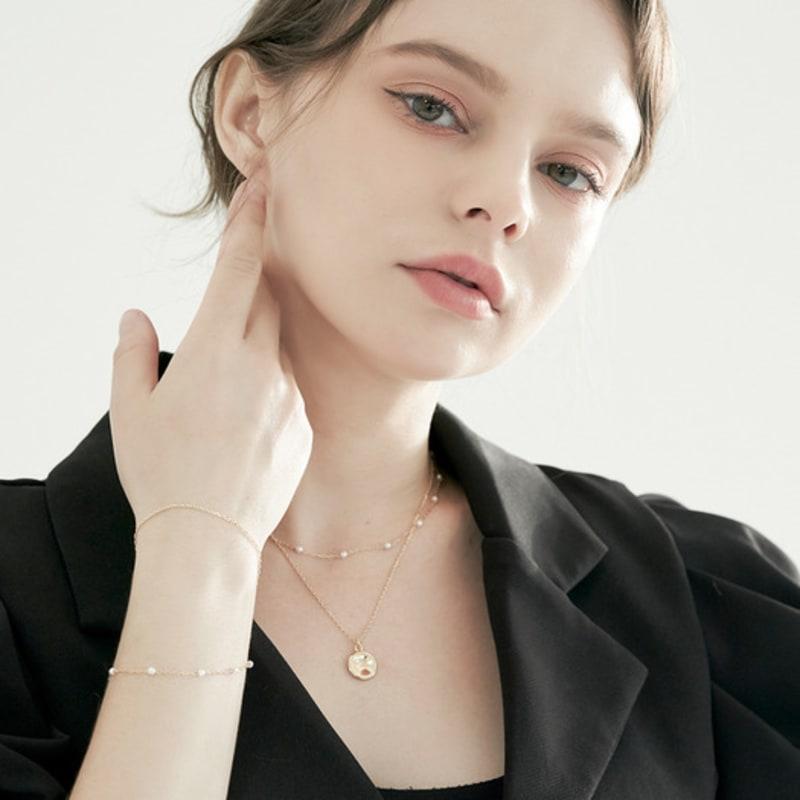 

BESTY Lina Set - [Silver 925] Ball Pearl Chain Two-String Bracelet Silver