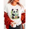 Panda Print Crew Neck T-Shirt, Casual Short Sleeve T-Shirt For Spring & Summer, Women's Clothing