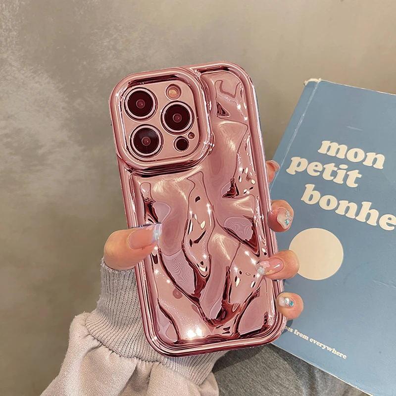 Luxury Glossy Laser Meteorite Texture Plating Case For iPhone 11 12 13 14 15 16 Pro Max XS XR 7 8 Plus  Fashion Shockproof Cover