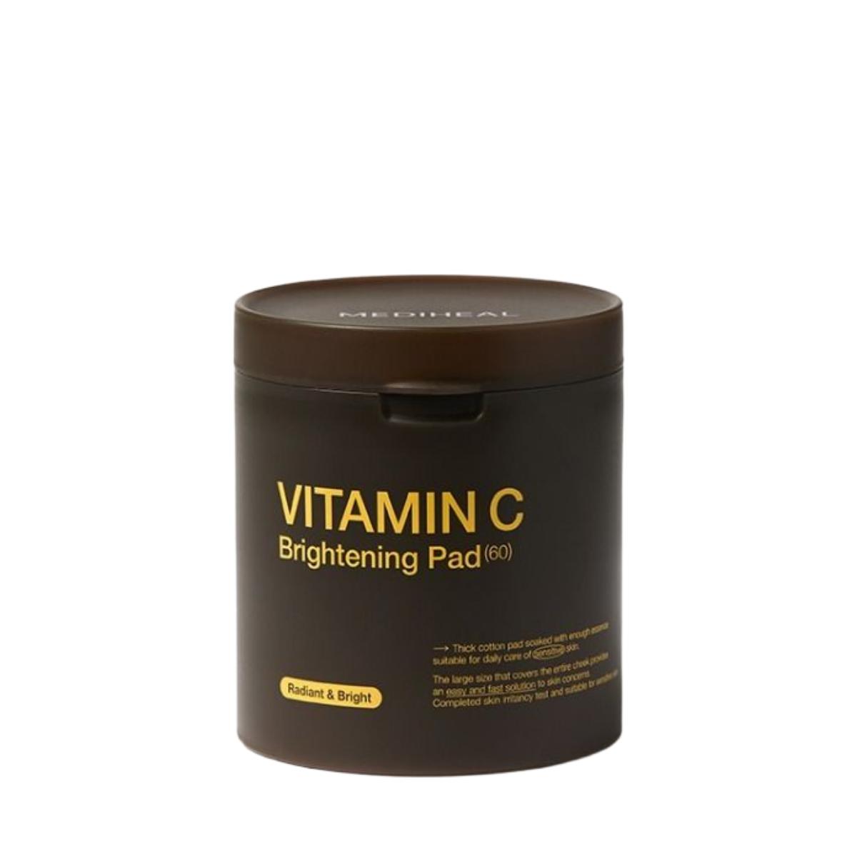 MEDIHEAL Vitamin C Brightening Toner Pad 60 Pads 260ml Radiance Boosting Complexion Clarifying Facial Pads