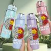 1PC Colorful World Travel Globe 750ml Color Plastic Sports Water Bottle Leakproof Flip Straw Lid Suitable for Sports Office Home Use