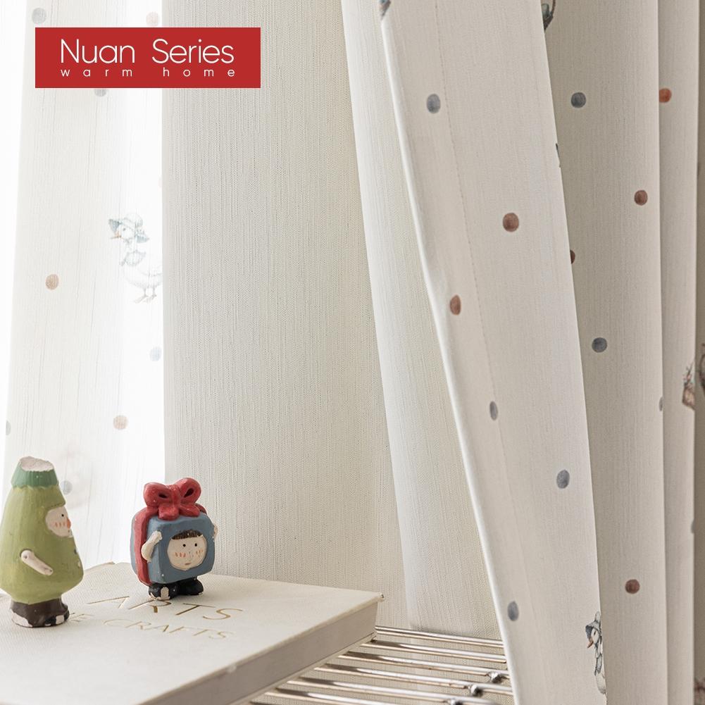 1PC Nuan Series Cartoon Duck Polka Dot Blackout Curtains, Cute Children's Room Thick Curtains for Bedroom Living Room Home Decor