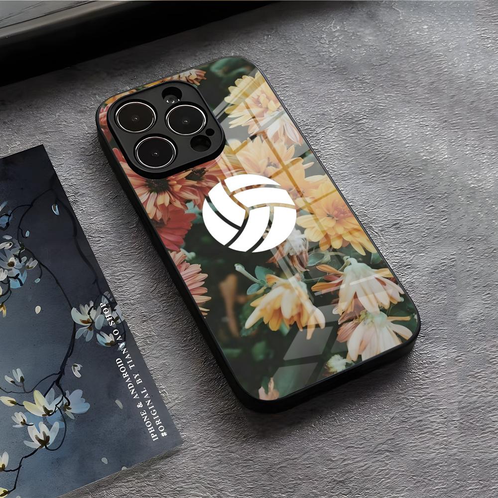 

Volleyball Painted Phone Case For IPhone 17 Air 16 E Pro Max 15 14 13 Mini 12 Pro 11 Max Plus Black Glass Cover iPhone 16 Pro