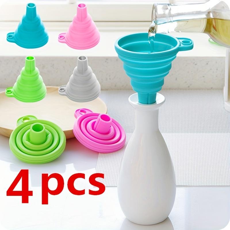 

Collapsible Silicone Funnels, 4pcs Mini Funnel Set for Kitchen Oil Water - Perfect Gift Home Cooks & Students