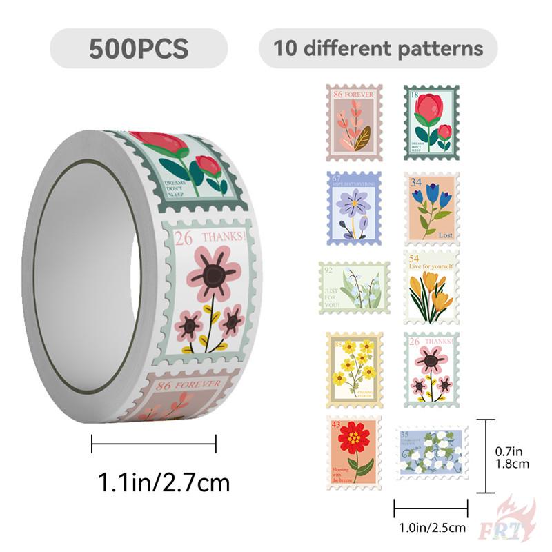 500Pcs/Roll Flower Stamps Kids Rewards Stickers - DIY Scrapbooks Album Decor Sealing Label Decals