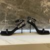 King Rhinestone French High Heels Women Are Not Tired of Feet with Sandals Women's Summer Fashion Outer Wear Black 2025 New Models