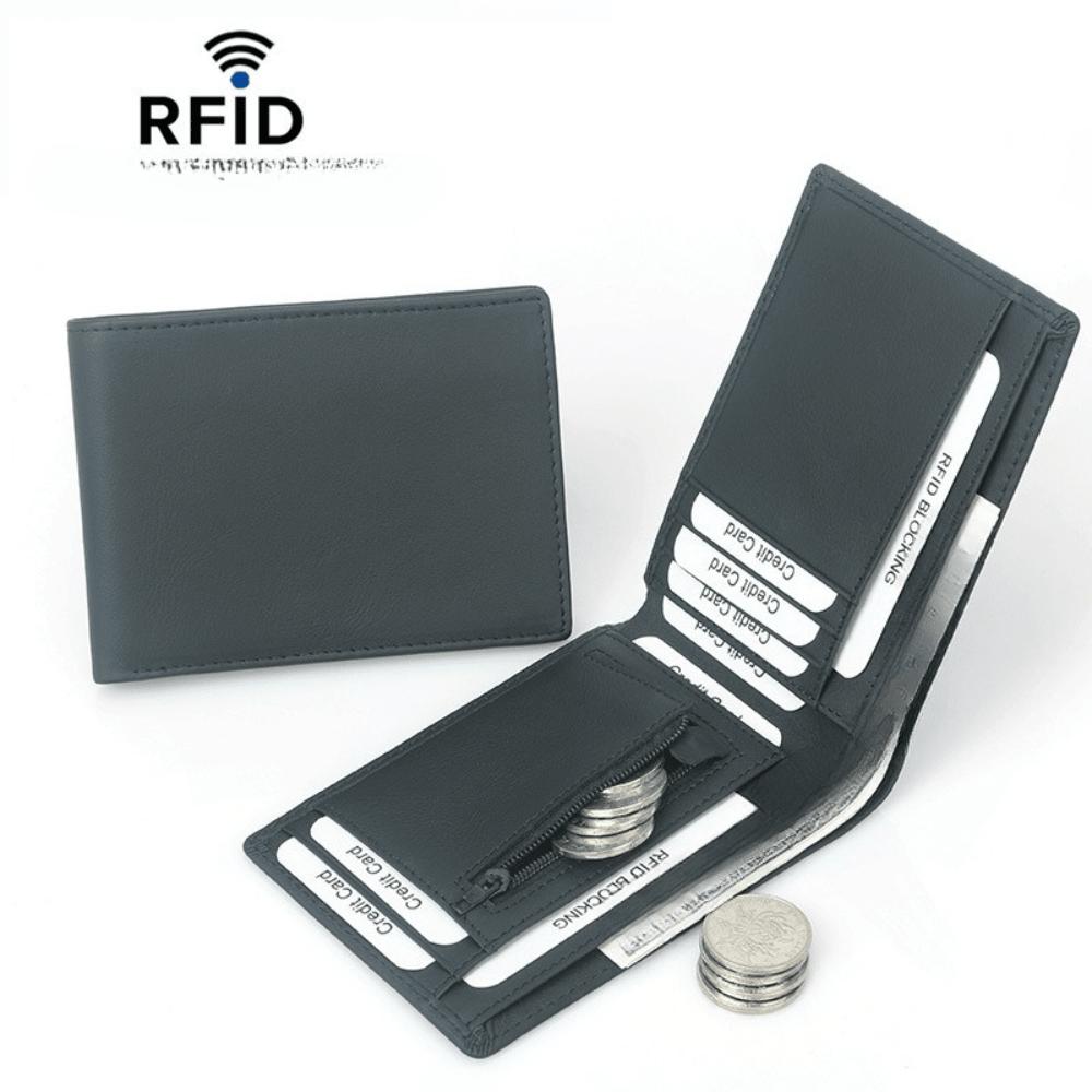 New Men's Wallet RFID Zipper Multi-card Position Short Wallet Change Bag