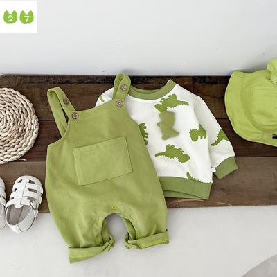 Baby Overalls Cartoon Pullover Casual Sweatshirt Two-Piece Set Baby Clothes Suit