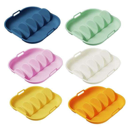 Silicone Taco Holder Reusable Taco Plates with 4 Dividers And Handle Dishwasher Microwave Oven Safe Taco Serving Tray