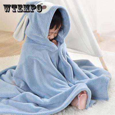 Baby Bath Towel Bathing Coral Fleece Baby Cloak Children's Hooded Absorbent Soft Skin-friendly Bathrobe