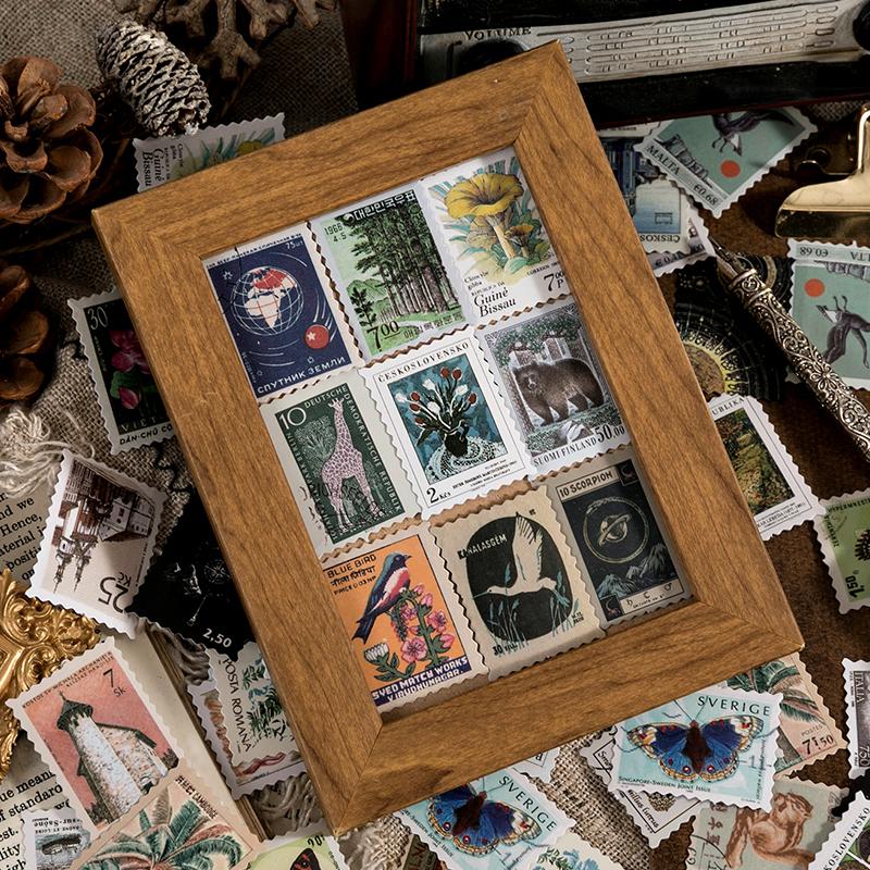 46pcs Vintage Stamp Butterfly Art paper Stickers Scrapbooking Decorative Stationery Junk Journal DIY Material Arts Deco Stickers