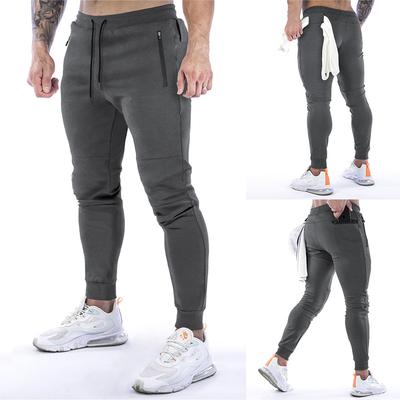 Mode Männer Einfarbig Sport Hosen Casual Slim Fit Hosen Übung Elastische Taille Hosen