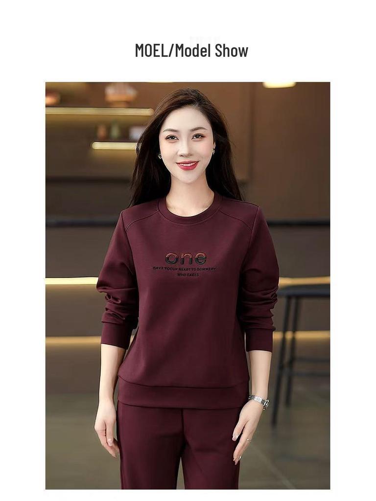 Dames Casual Sportkleding Set Lente/Herfst 2025 voor Moeders op Middelbare Leeftijd - Slank Makende Hoodie & Lange Broek