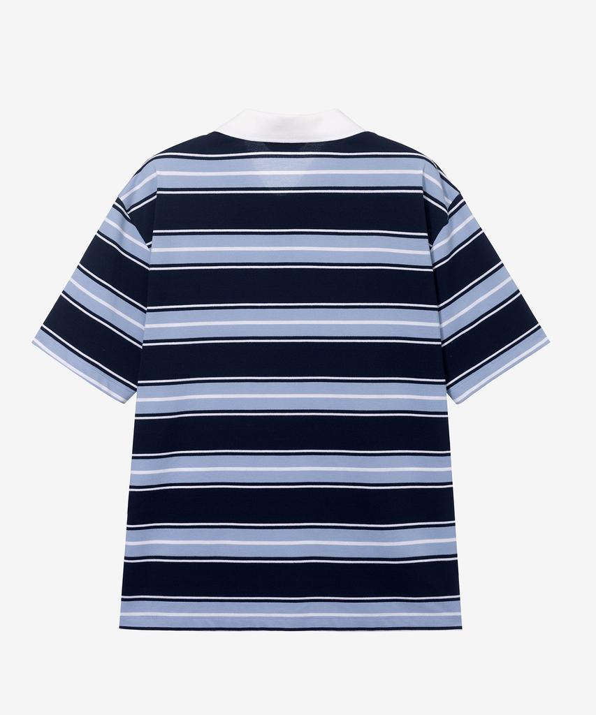 MINDBRIDGE Multi-Stripe Semi-Overfit Collared T-Shirt